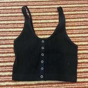 Aerie ribbed button up tank top